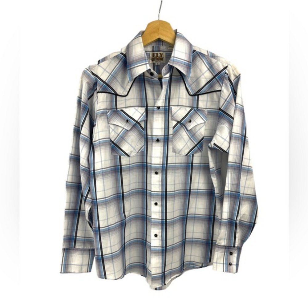 Ely Cattleman‎ Plaid Long Sleeve Button Down Shirt Size Large Youth